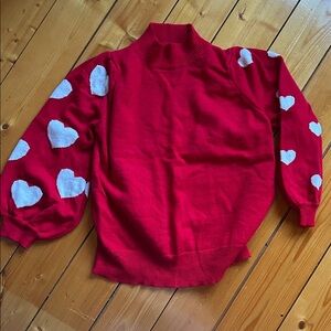 Red Heart Patterned Women's Sweater